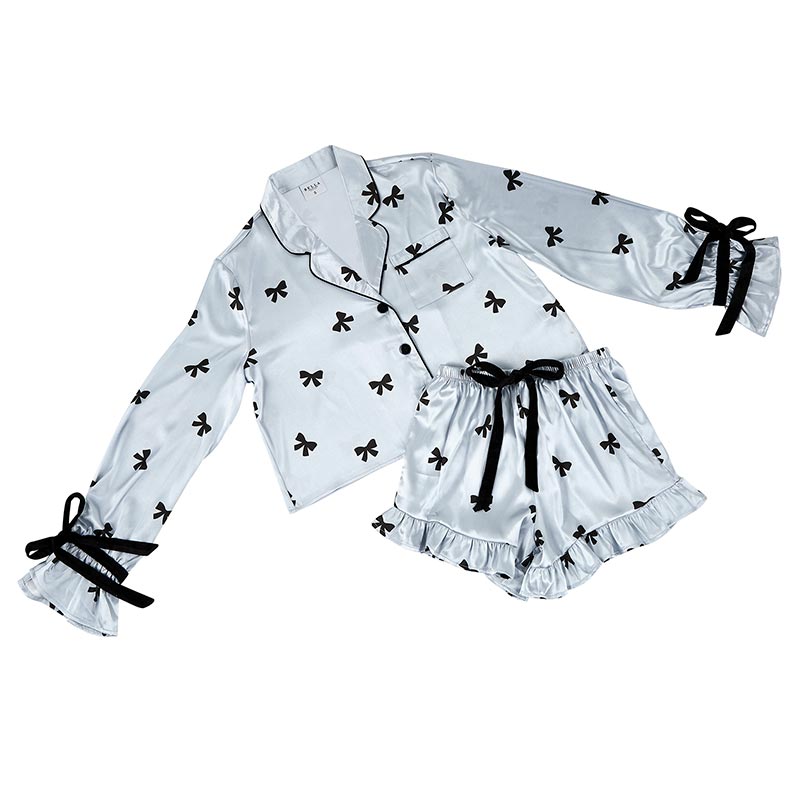 Black Bows Cropped PJ Set