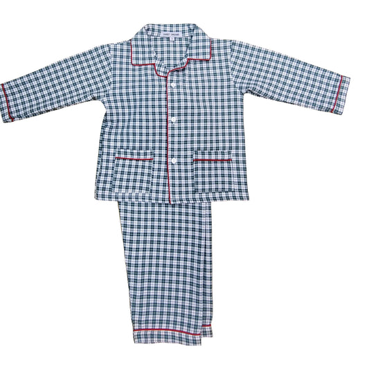 Green Plaid with Red Trim PJs