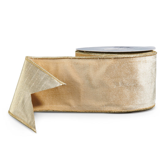 4" x 10Yds Gold Velvet Wired Ribbon
