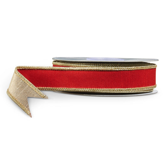 1" x 10Yds Red and Gold Wired Ribbon