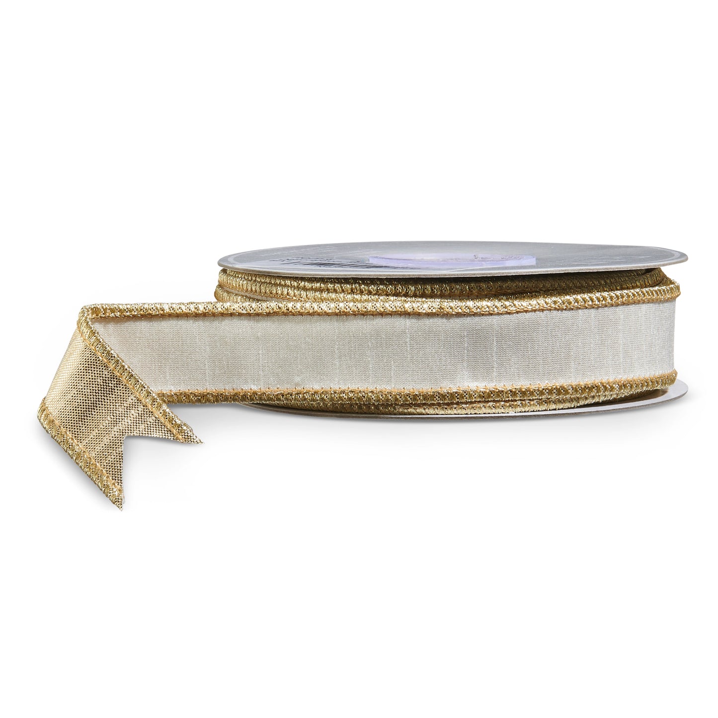1" x 10Yds White and Gold Wired Ribbon