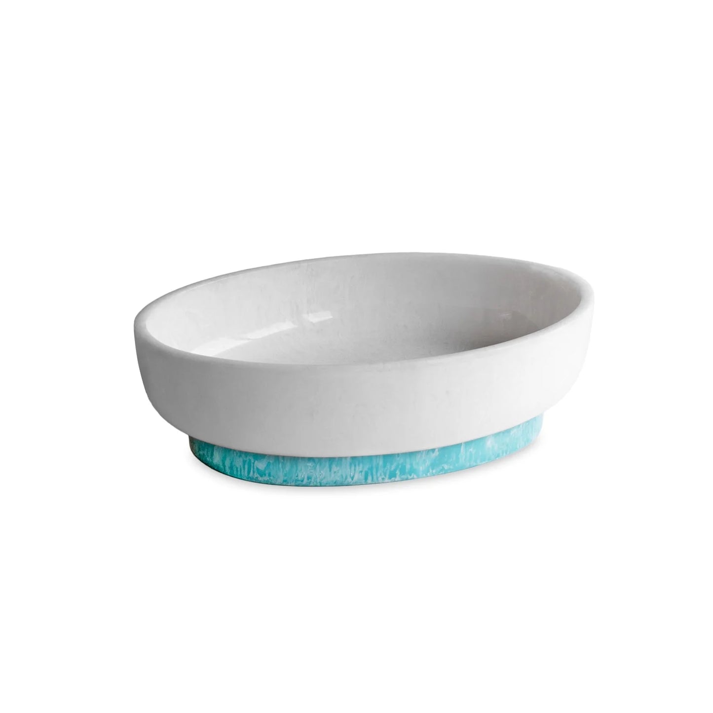 Resin Rio Large Oval Bowl with Base (White & Turquoise)