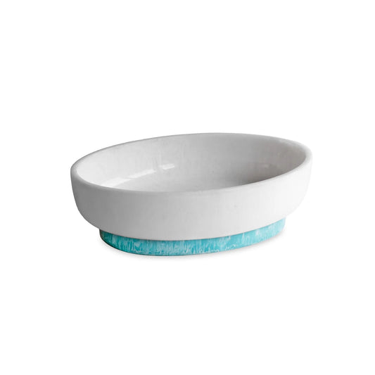 Resin Rio Large Oval Bowl with Base (White & Turquoise)