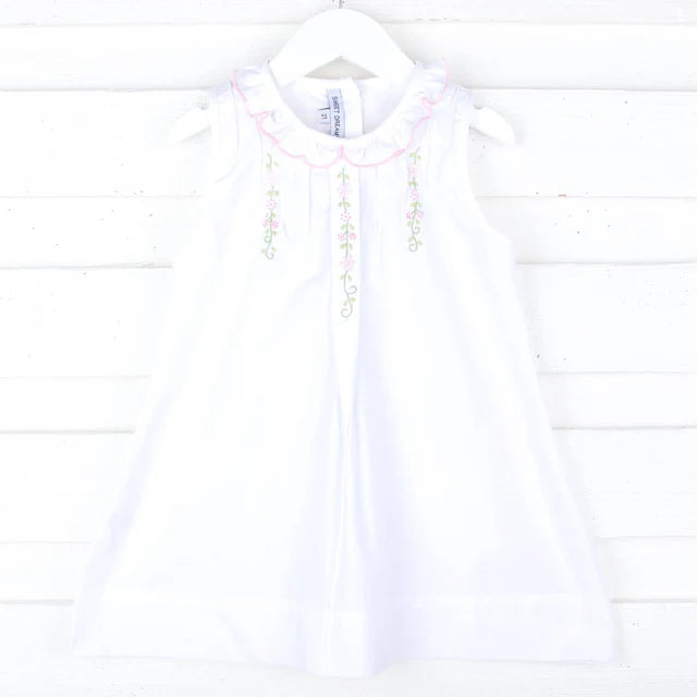 White Gown with Embroidered Flower Vine