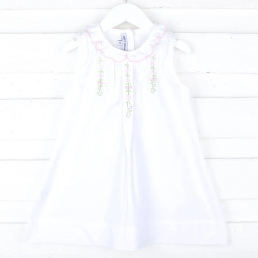 White Gown with Embroidered Flower Vine