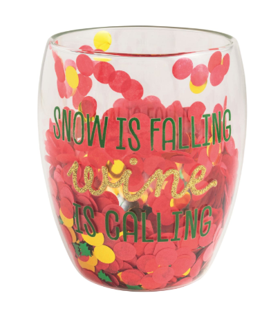 Snow Is Falling Confetti Wine Glass Set