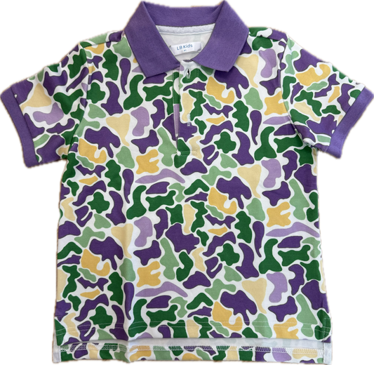 Mardi Gras Camo Polo