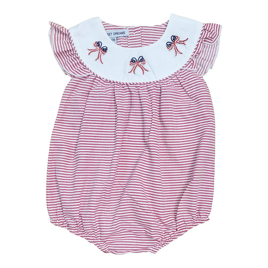 Bow Flags Embroidered Red Stripe Bubble