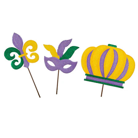 All-Glitter Mardi Gras Icons Yard Stake