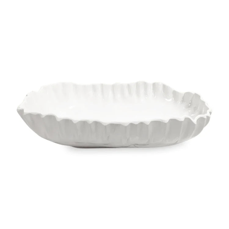 VIDA Bloom Pinched Large Oval Bowl (White)