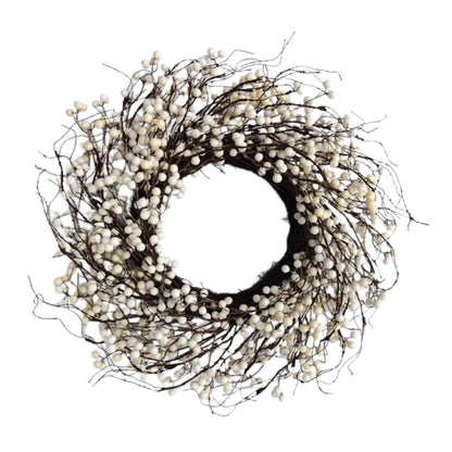 24" White Berry Wreath