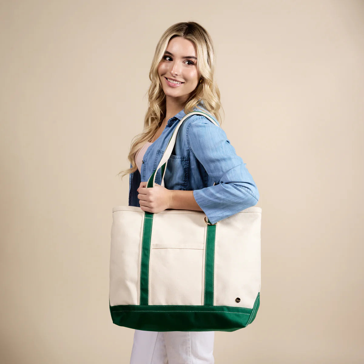 Signature Canvas Tote- Dark Green