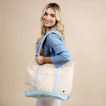 Signature Canvas Tote- Lt Blue