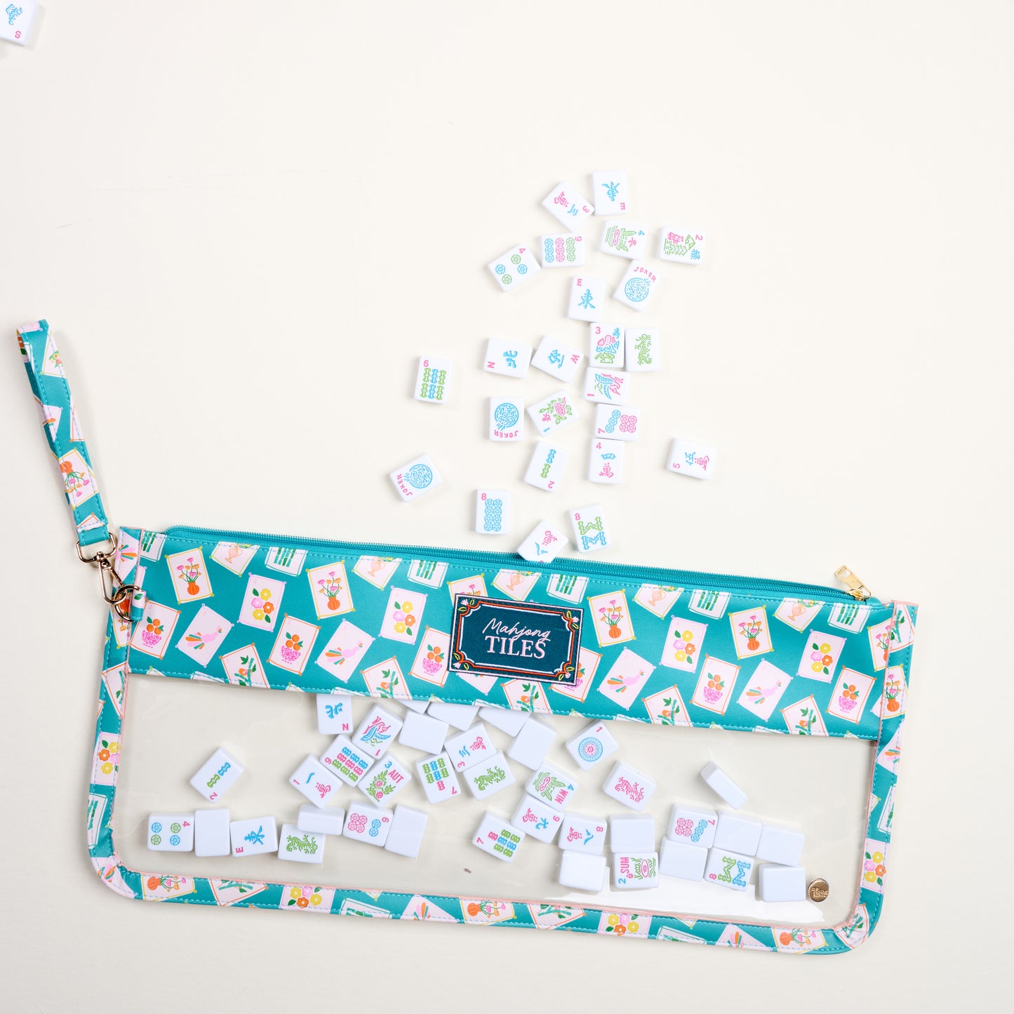 Mahjong Tile Keeper Pouch - It's Mahj Time - Teal