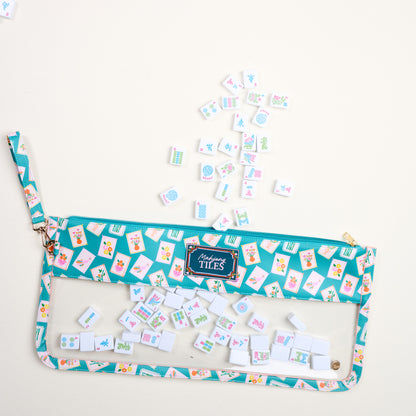 Mahjong Tile Keeper Pouch - It's Mahj Time - Teal