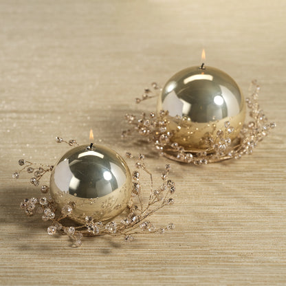 7" Clear & Gold Beaded Glass Berry Wreath