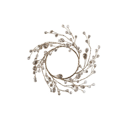 7" Clear & Gold Beaded Glass Berry Wreath