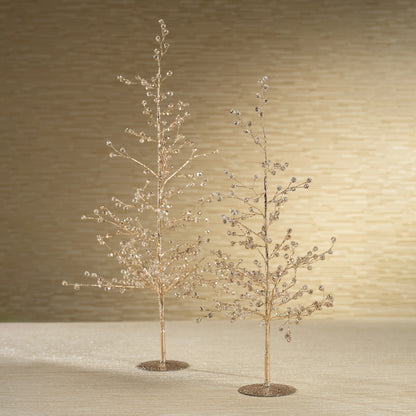 Clear & Gold Beaded Glass Berry Tree