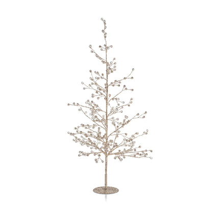 Clear & Gold Beaded Glass Berry Tree