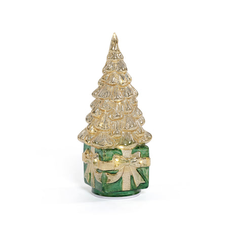 LED Rotating Tree on Green Present
