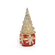 LED Rotating Tree on Red Present