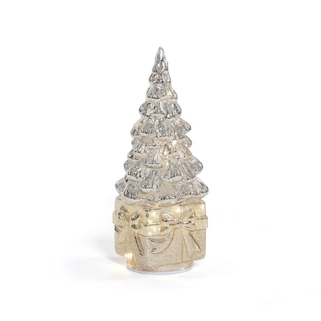 LED Rotating Tree on Gold Present