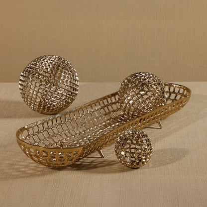 Oval Alloy Tray Gold 28.25"