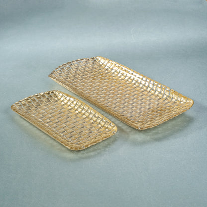 Braided Rectangular Glass Tray