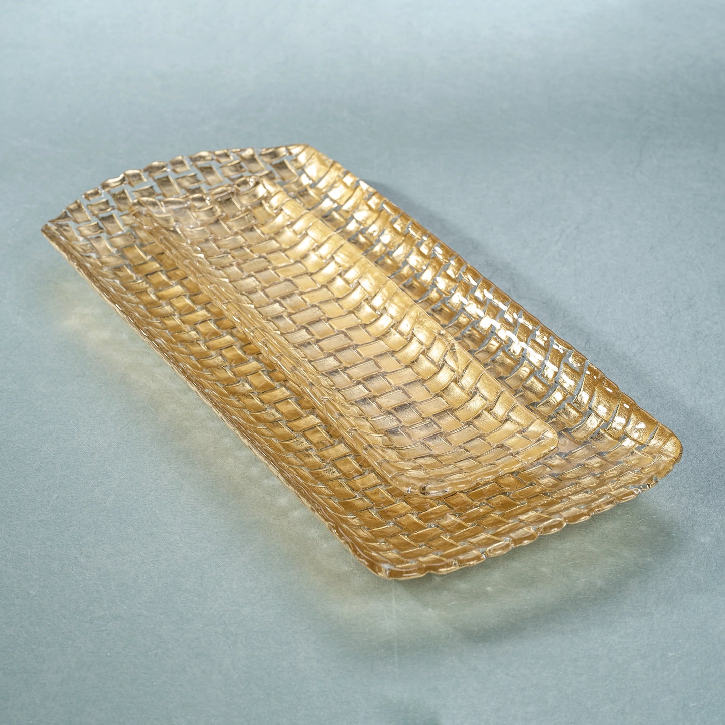 Braided Rectangular Glass Tray