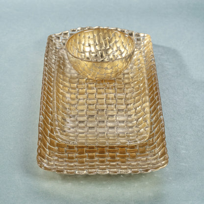 Braided Rectangular Glass Tray
