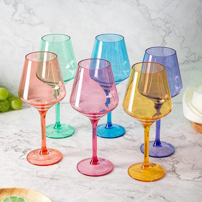 Unbreakable Colored Stemmed Acrylic Wine Glass
