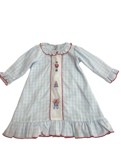 Nutcracker Embroidered Blue Plaid Gown