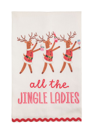 All The Jingle Ladies Glitter Tea Towel