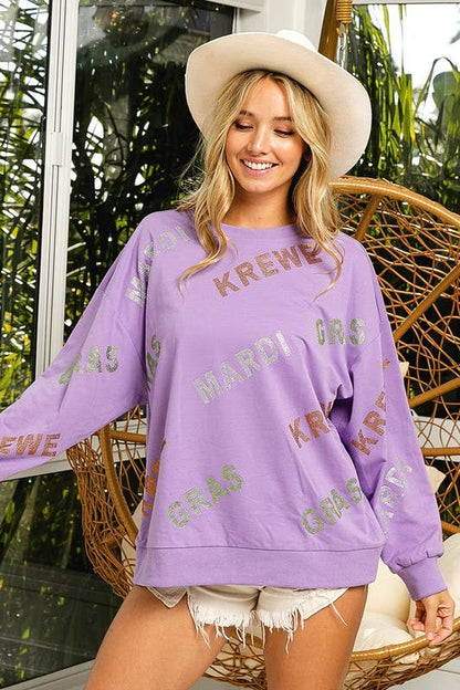 Rhinestone Mardi Gras Krewe Pullover