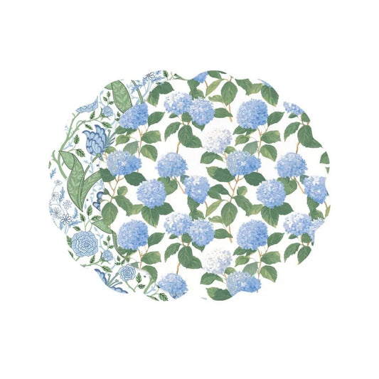VIDA Blue Hydrangea and Floral Reversible Placemats | Set of 4