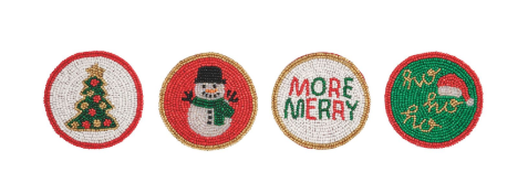 Beaded Holiday Coaster Set