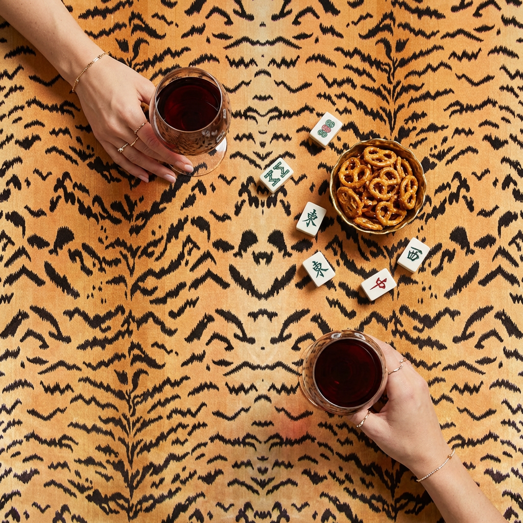 Tiger Mahjong Tablecloth  55"