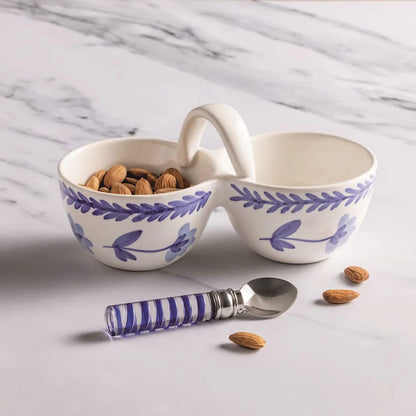 Blue Floral Double Tidbit Set