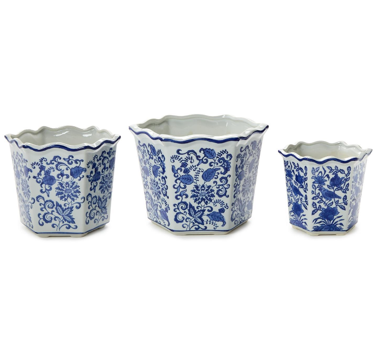 Hand-painted Blue & White Planter