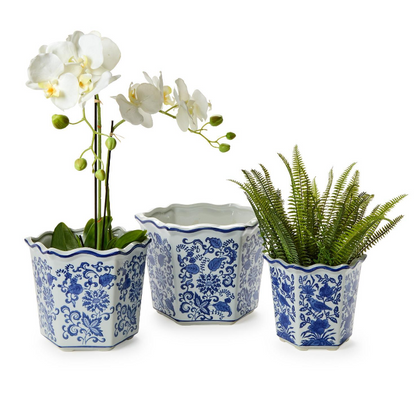 Hand-painted Blue & White Planter
