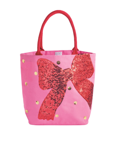 Bow Pink Holiday Sparkle Tote
