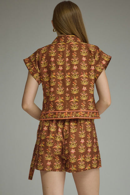 Kate Brown Floral Shirt & Skort Set