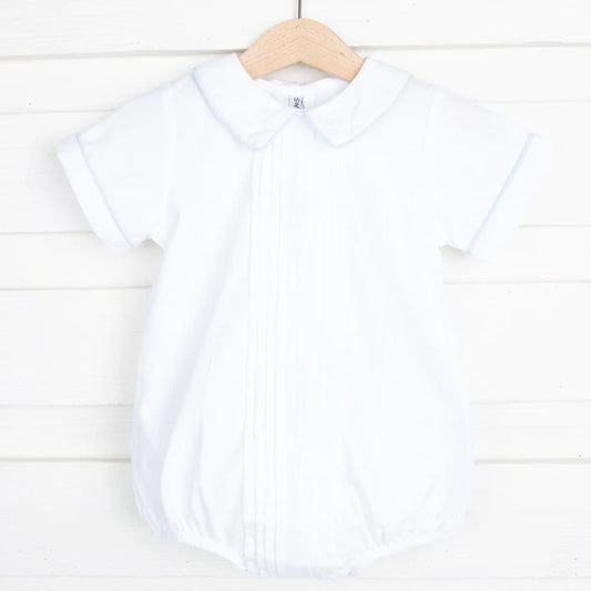 White Pleated Bubble w/ Blue Trim