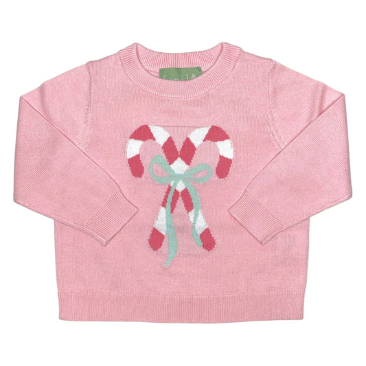 Kid's Pink Sweater with Candy Canes