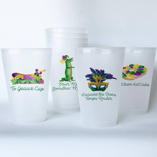Mardi Gras  Shatterproof 20 oz Plastic Cups; set of 8