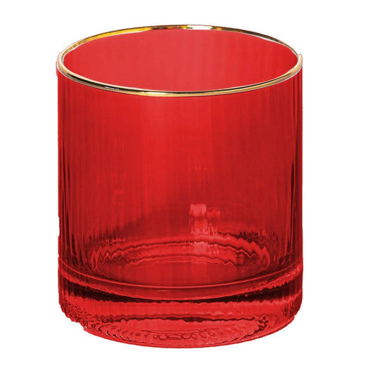 Glass Cocktail Ribbed Red
