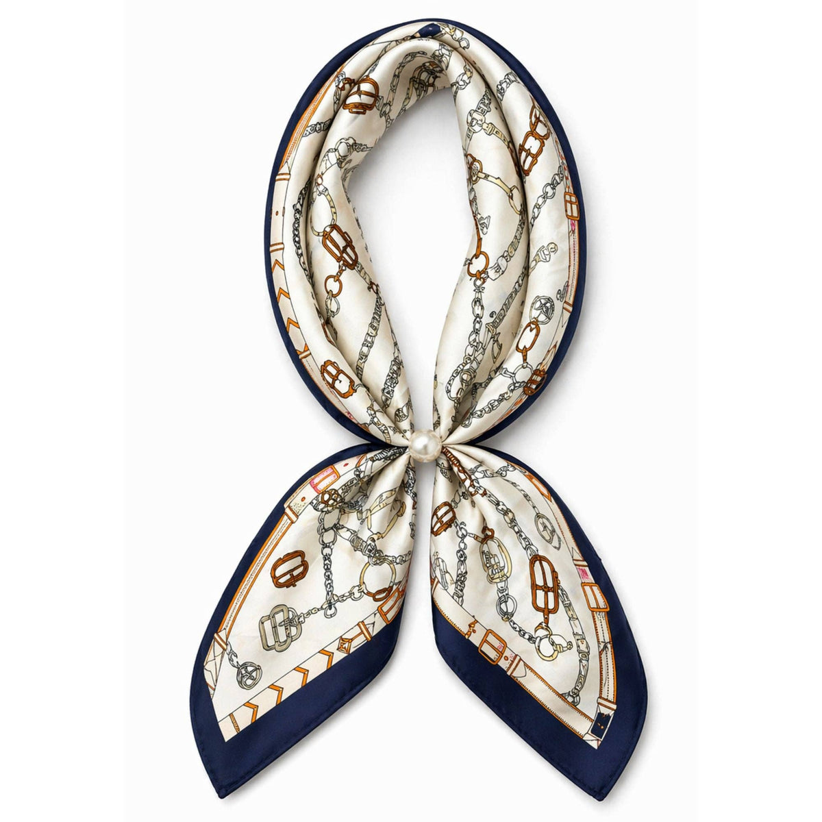 Black and Cream Horsebit Ready To Wear Magnetic Scarf
