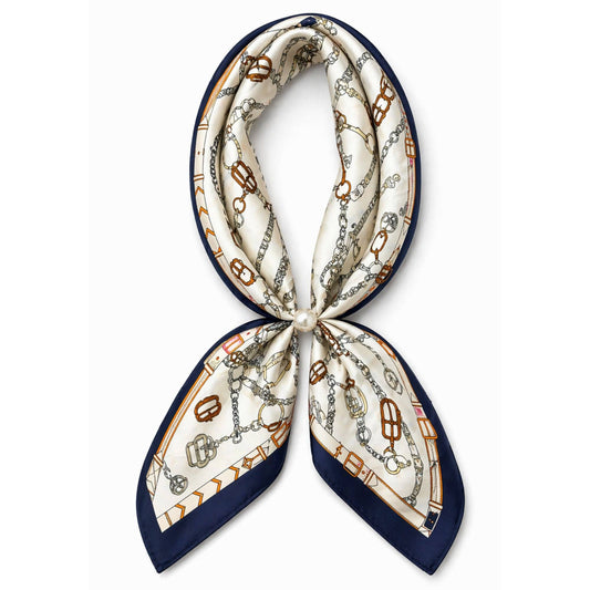 Black and Cream Horsebit Ready To Wear Magnetic Scarf