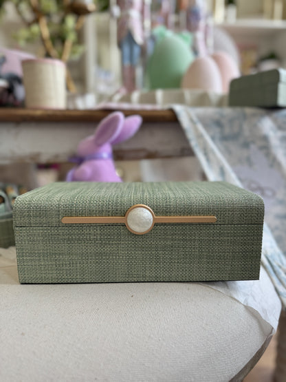 Monaco Green Faux Seagrass Nested Decorative Box