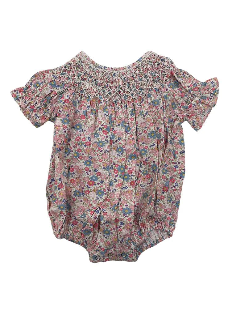 Alice Pink Floral Smocked Bubble